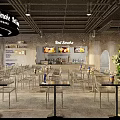 Modern Red Smoke Restaurant Interior With Infinity Theme Tables Chairs And Green Plants
