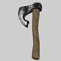 Classic Axe With Black Metal Head And Natural Wooden Handle Design