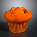 Golden Fluffy Muffin With Chocolate Chips In Paper Liner On Dark Background