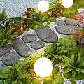 New Chinese Style Tingbu Landscape Garden Road Garden Pavement Fresh Moss Micro Terrain 3d model