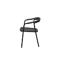 Stylish Modern Black Dining Chair With Armrests Woven Seat And Metal Frame Design