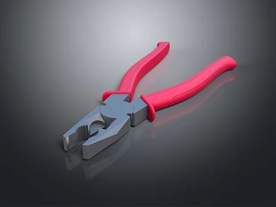 Professional Hardware Pliers With Red Handles And Metal Jaws For DIY Projects 3d model