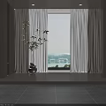 Modern Minimalist Window Curtains With Sheer Panels Drapes Green Plant And Outside View