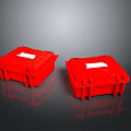 Durable Red Plastic Storage Boxes With Lids For Home Organizing Solutions 3d model