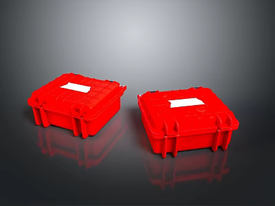 Durable Red Plastic Storage Boxes With Lids For Home Organizing Solutions 3d model