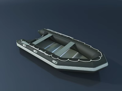 Black Inflatable Boat Design With Seats White Trim And Sturdy Structure 3d model