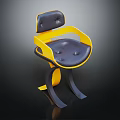 Modern Accent Chair With Yellow Curved Armrests Black Upholstered Seat And Metal Legs