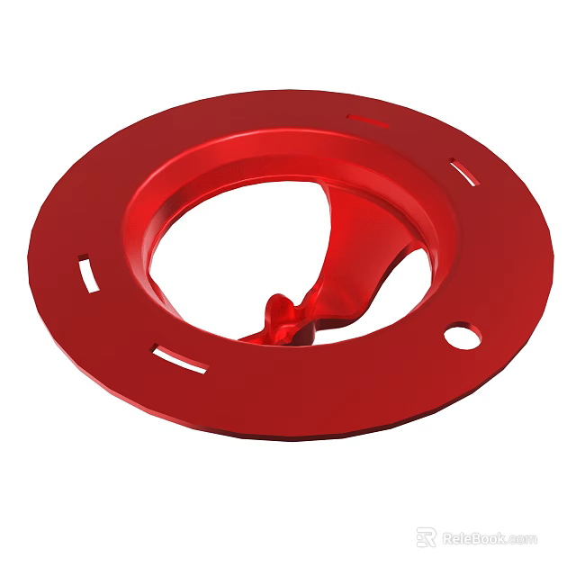 Red Circular Mechanical Component With Center Hole And Mounting Slots 3d model 