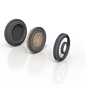 Three Circular Industrial Equipment Parts Featuring Different Rubber And Metal Components