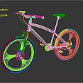 Green Black Mountain Bike With Modern Design Leaf Shaped Wheel Rims And Green Seat