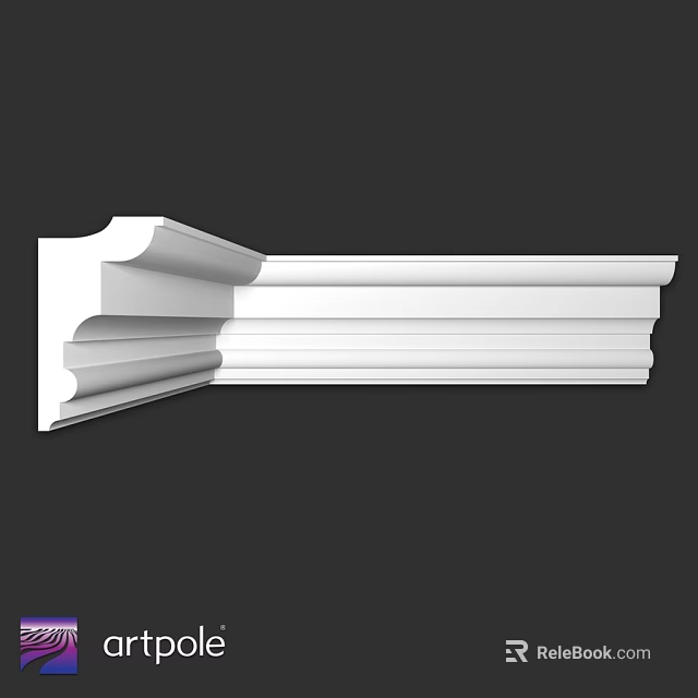 White Decorative Architectural Molding With Layered Structure And Smooth Surface For Interior Design 3d model 