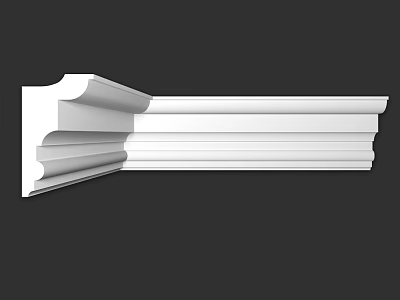 White Decorative Architectural Molding With Layered Structure And Smooth Surface For Interior Design 3d model