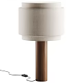 Two Modern Table Lamps With Beige Lampshades And Wooden Poles For Home Decor
