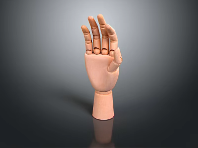 Wooden Hand Model With Poseable Fingers And Smooth Natural Finish 3d model