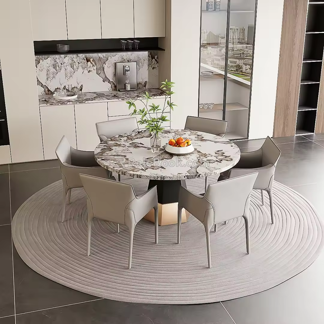 Modern Dining Table and Chair Combination 3d model