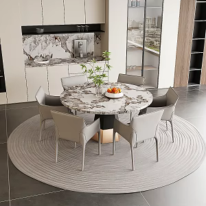 Modern Dining Table and Chair Combination 3d model