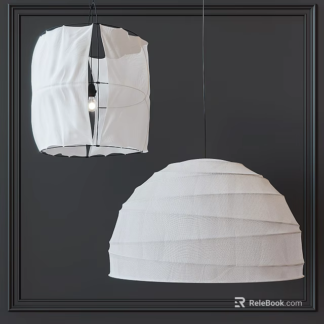 Modern White Pendant Lights With Layered Fabric Shades For Interior Decor 3d model 