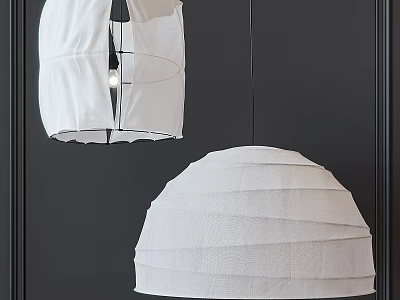 Modern White Pendant Lights With Layered Fabric Shades For Interior Decor 3d model