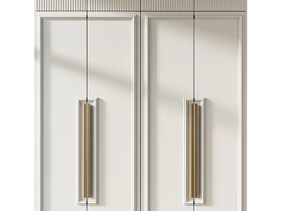 Modern White Chest of Drawers With Gold Long Handles and Minimalist Design 3d model