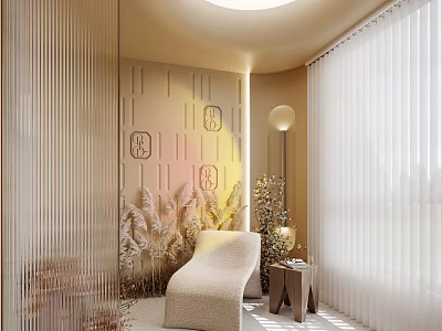Elegant Modern Leisure Area Interior With Comfy Sofa Floor Lamp And Decorative Wall Art 3d model