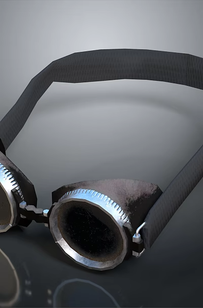 Classic Vintage Protective Goggles For Daily Use With Black Strap Metal Round Lenses 3d model