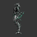 Sci Fi Mechanical Creature Featuring Metallic Armor Green Glowing Lines And Sharp Limbs 3d model