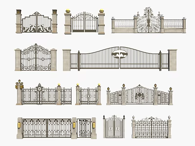 European gate wrought iron gate 3d model