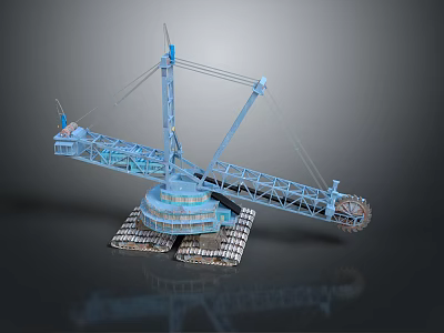 Blue Heavy Duty Tracked Crane With Large Boom And Crawler Base 3d model