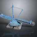 Blue Heavy Duty Tracked Crane With Large Boom And Crawler Base