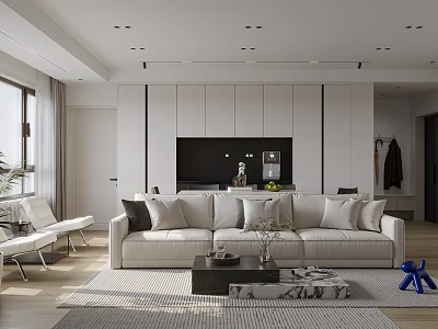 Modern Living Dining Room Interior Design With Sofa Coffee Table TV Cabinet And Area Rug 3d model