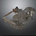 3D Model of Rock Ruins with Brick Structures and Debris Elements