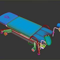 Blue Medical Examination Table With Adjustable Mattress Wheels And Armrests