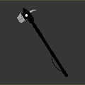 Metal Battle Axe Design With Long Handle Blue Silver Head And Chain