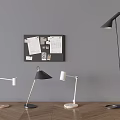 Modern Design Floor And Table Lamps With Black White Wooden Bases In Gray Wall Room