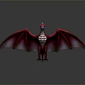 Detailed Red Dragon 3D Model With Spread Wings Horns And Scales