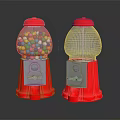 Red Commercial Gumball Machines With Transparent Globe And Coin Mechanism Design