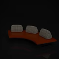 Stylish Orange Curved Leisure Sofa Combination Featuring Three Plaid Decorative Cushions