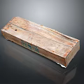Antique Wood and Stone Box With Intricate Carvings And Natural Texture On Black Background