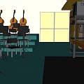 Meeting Room With Podium Whiteboard Trophies On Shelf Chairs Double Doors And Windows