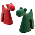 Red and Green Cartoon Style Sofa Stools With Rounded Design And Open Slot
