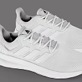 Adidas White Mesh Running Shoes With Three Stripe Design And Lace Up Closure