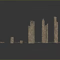Ancient Style Stone Architectural Components With Various Columns Blocks And Detailed Parts Arranged On Gray Background