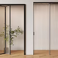 Sliding Doors with Black Frames Glass and Ribbed Design for Modern Home Interior