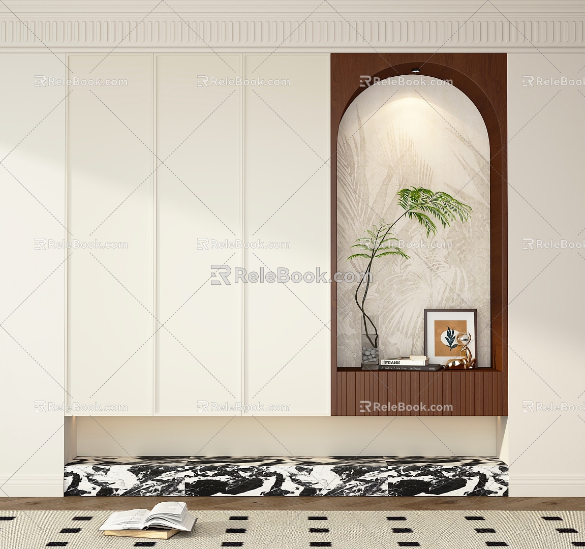 French Retro Shoe Cabinet Entrance Cabinet Entrance Cabinet 3d model