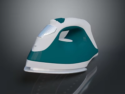 Modern Teal And White Iron With Ergonomic Handle And Smooth Base 3d model