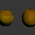 Six Ripe Oranges Including One Half Cut on Smooth Gray Surface with Reflections
