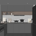 Modern Kitchen Cabinet Hanging Cabinet Kitchen Supplies Range Hood Oven 3d model