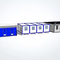 Construction Site Temporary Modular Buildings With Blue White Gray Portable Cabins 3d model