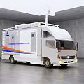 White Functional Vehicle With JL Logo Satellite Antenna And Blue Red Stripes