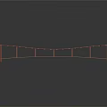 Orange Long Bench With Wooden Slats And Metal Frame Structure Design